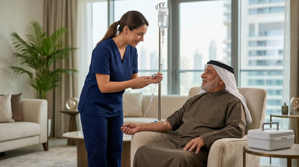 elderly need daily drip or injection? book home nursing in dubai